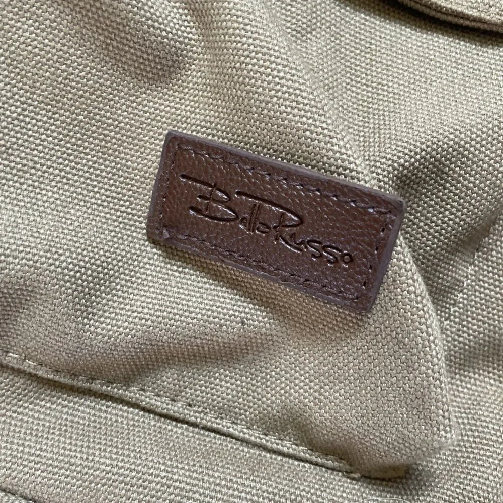 BELLA RUSSO Backpack Unisex Khaki Brown Canvas‎ Drawstring Snap Zippered Pockets